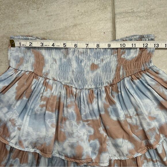 Shop Sofia Made In Italy Smocked Tiered Tie-Dye Boho Ruffle Skirt $110 MSRP OS - Picture 7 of 8